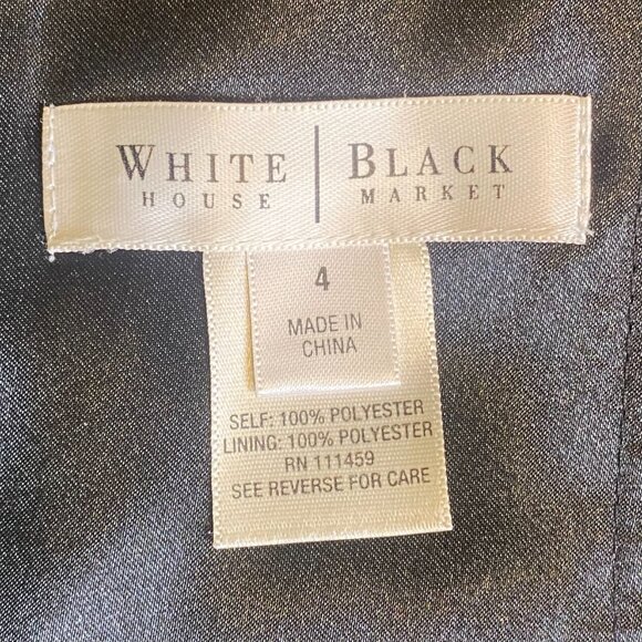 White House Black Market Strapless Black Lined Dress w/Ruched Bodice Size 4 - Picture 5 of 9
